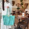 Travel Canvas Tote Bag Korean Style Women Handbag Fashion Plaid Shoulder Bag  Girls