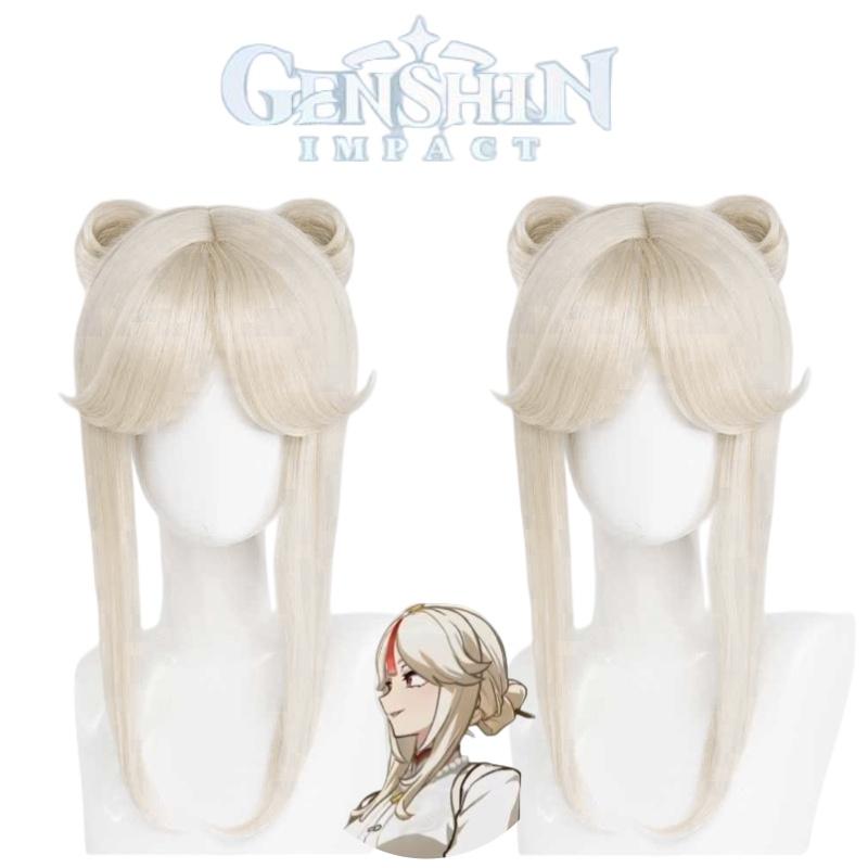 Original Genshin Impact Ningguang Cosplay Wig With Realistic Scalp And Detachable Butterfly Knot