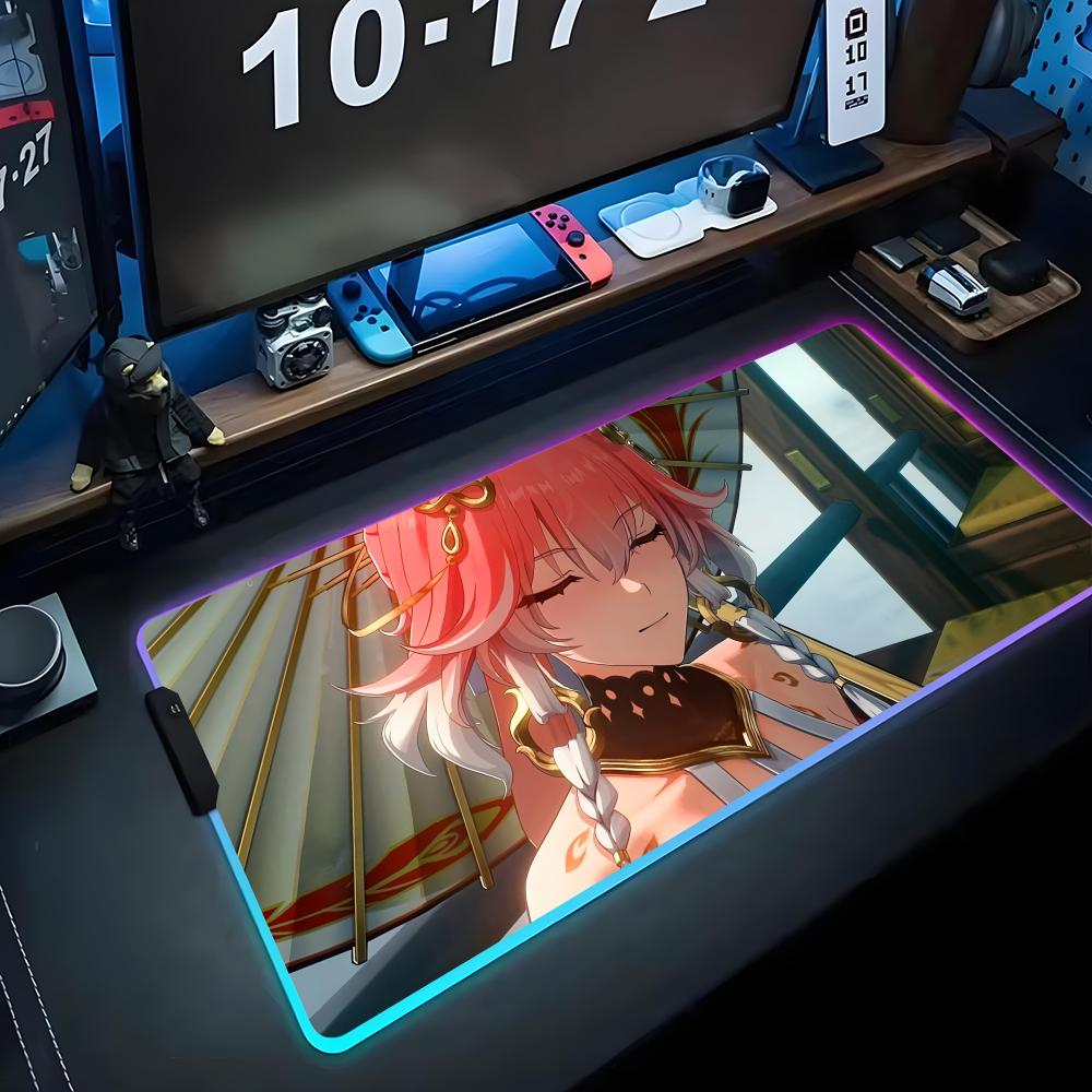 Chang li Коврик для мыши RGB Игровой коврик для мыши Большой светодиодный коврик Настольный коврик для ПК Светящийся коврик для мыши Большие коврики для клавиатуры Настольный ковер с подсветкой