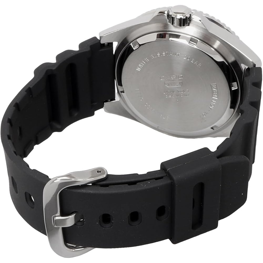 Casio MDV-107-1A2V Analog Sports Watch 20 ATM Water Resistant Black Blue Bezel Rubber Band