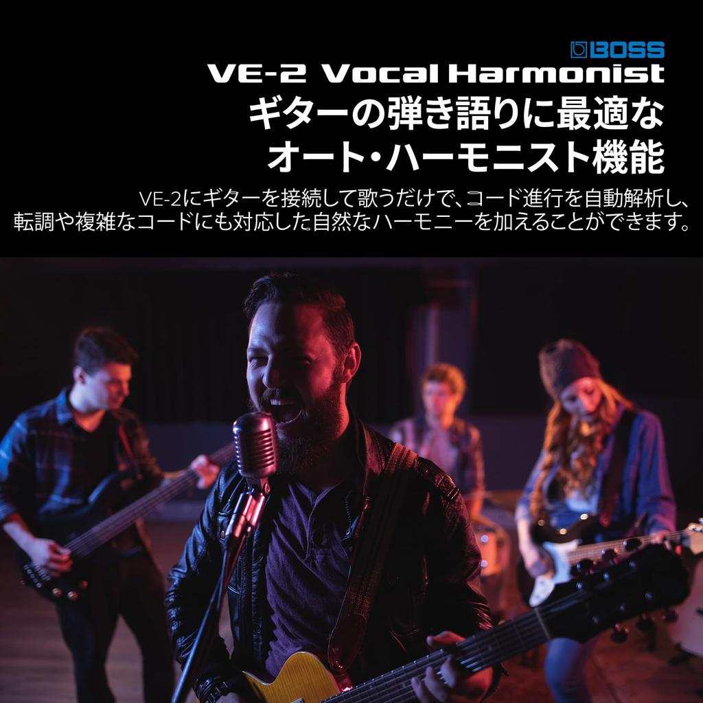 BOSS VE-2 Vocal Harmonist: Simple operation, battery-powered, phantom power compatible, harmony function, suitable for bands, singer-songwriters, and