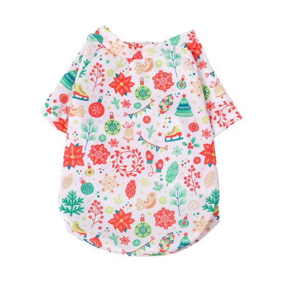 Футболка для домашних животных, моющийся принт, прочный мягкий наряд, свитер для собаки с рождественскими элементами