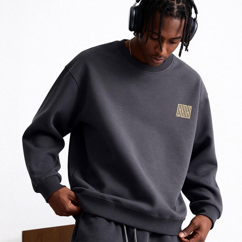 Unisex Oversized Crewneck Sweatshirt With Print Design Soft Cotton Blend Lightweight Warm Top