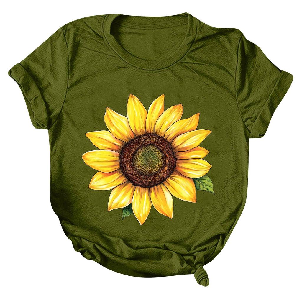 Женская модная повседневная футболка с круглым вырезом и принтом, пуловер с короткими рукавами, топ