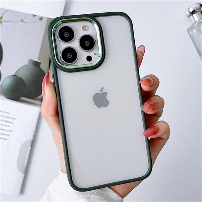 Luxury Silicone Bumper Clear Acrylic Shockproof Case For iPhone 14 13 12 11 Pro Max Metal Camera Ring Cover