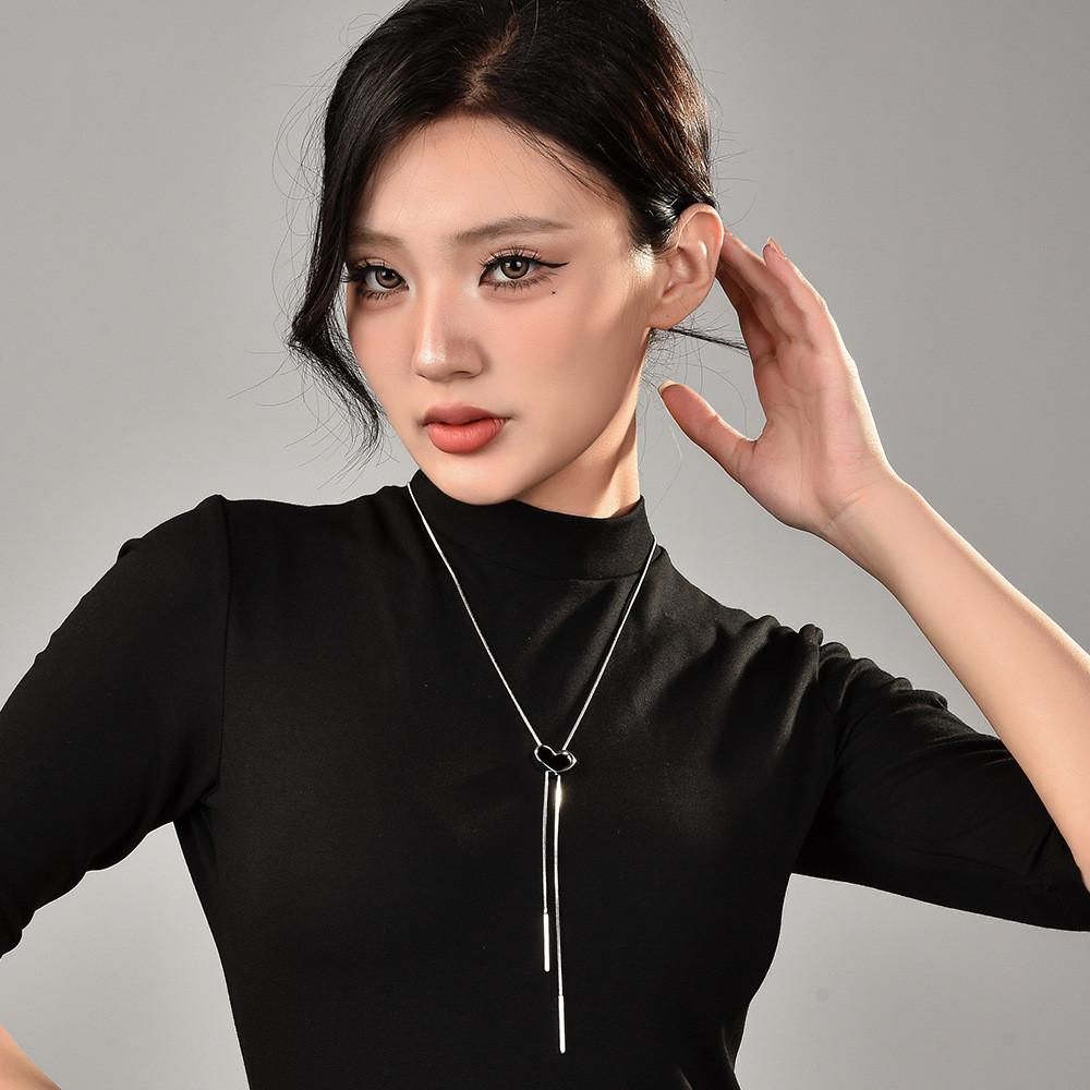 Heart Chic Tassel Necklace For Women Crafted From Exquisite Palladium Material