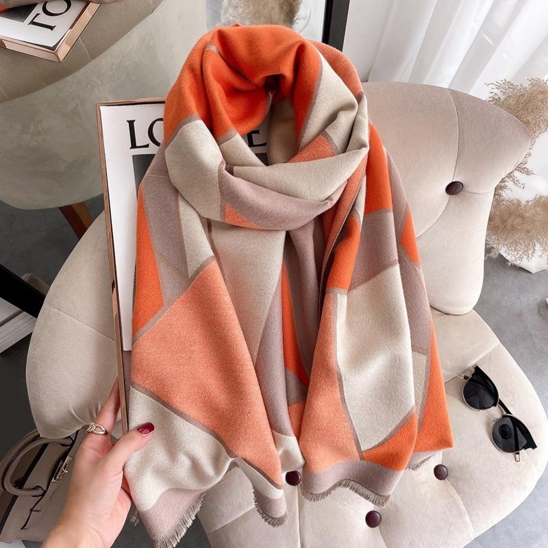 Summer Air-conditioned Room New Irregular Splicing Double-sided Autumn and Winter Warm Imitation Cashmere Outer Shawl Scarf Scarf Women