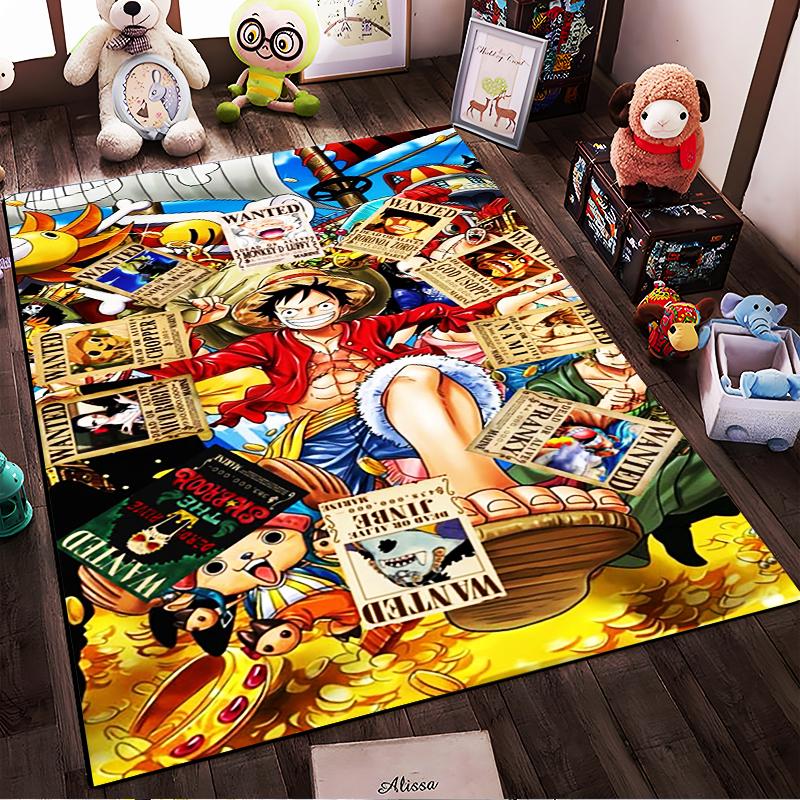 One Piece Characters Pirate Wanted Design Non-slip rug suitable for living room and bedroom sofas