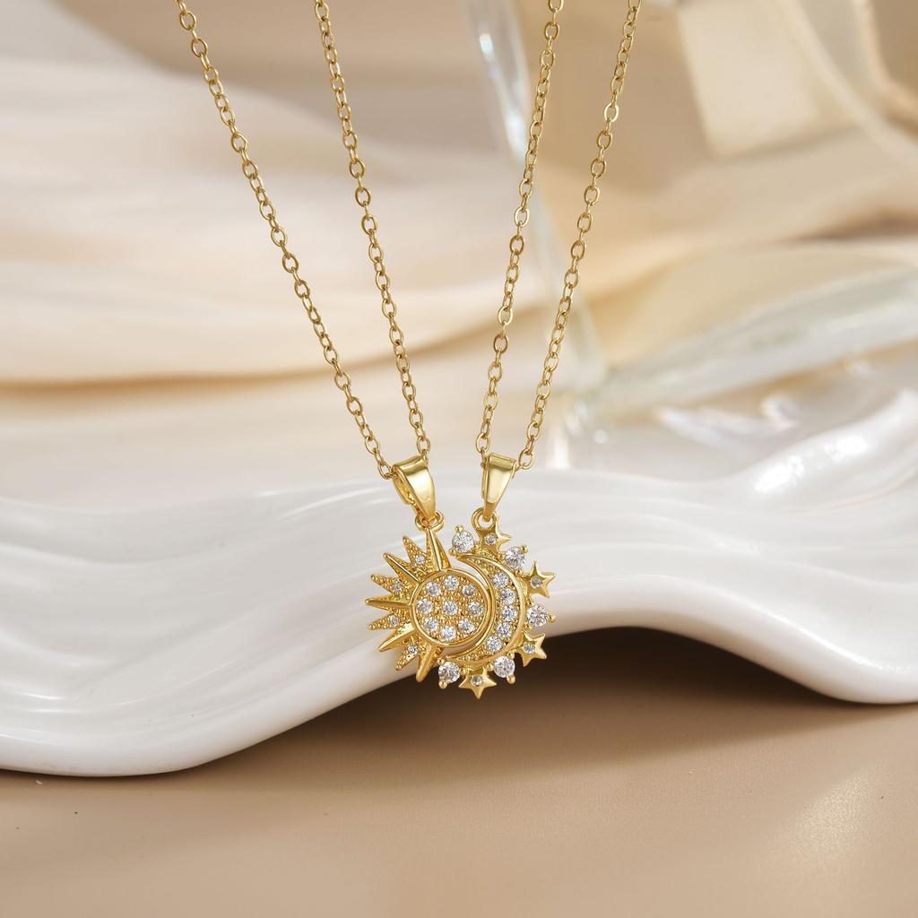 LATS Новое Магнитное Ожерелье для Пар «Солнце и Луна» из Нержавеющей Стали Модная Цепочка для Мужчин и Женщин Подарки для Лучших Друзей Трендовые Украшения