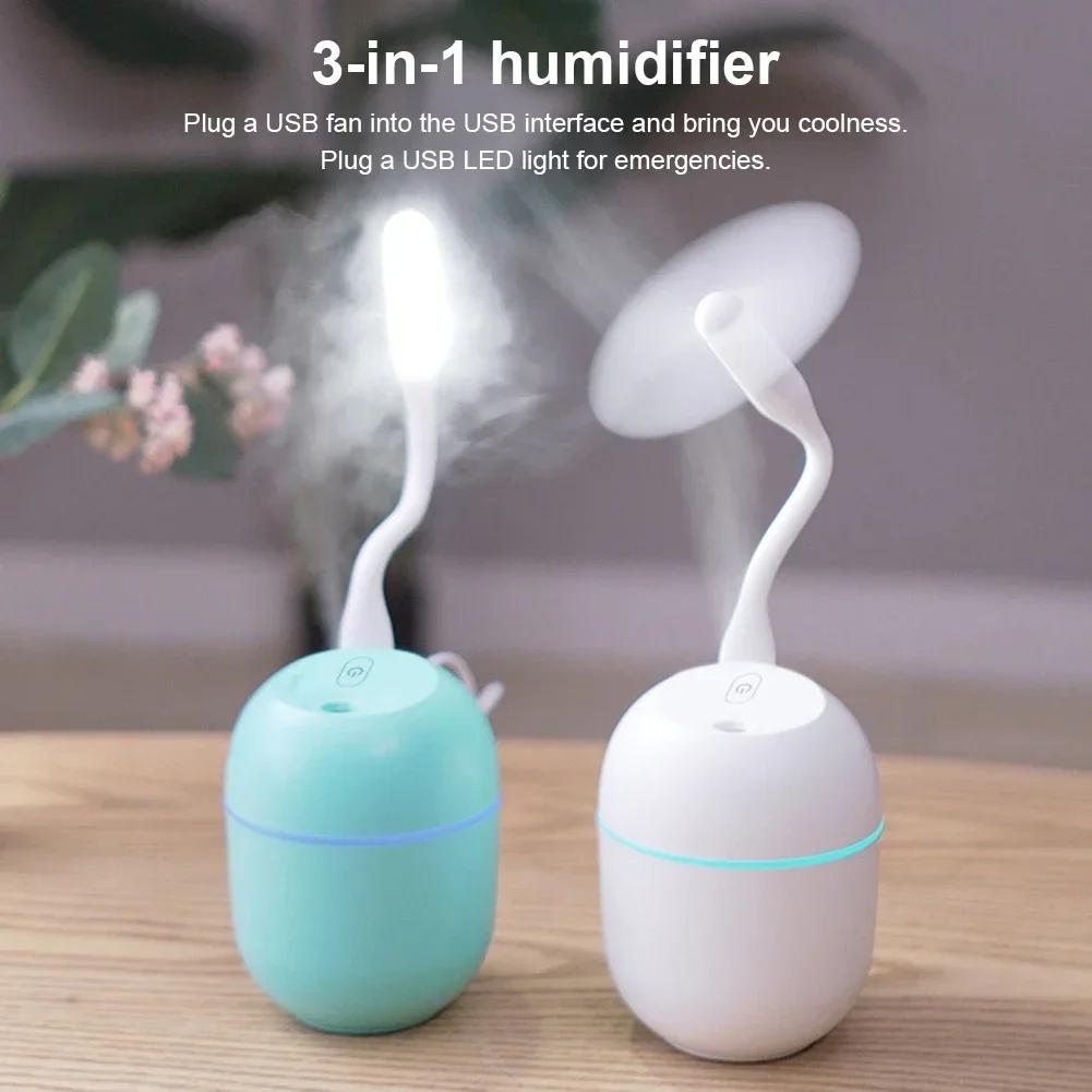 USB Humidifier Atomizer Aroma Oil Diffuser Mute Air Humidifier with LED Lamp for Car Bedroom Cool Mist Sprayer