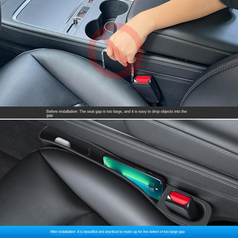 for Tesla Model 3 Y Juniper Highland 2025 2PCS Seat Gap Storage Box Strip Organizer Filler Pocket Wallet Keys Card Phone Holder