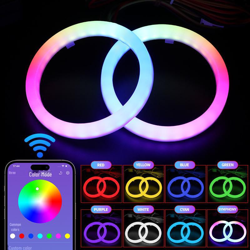 Светодиодные фары WANGHOI Angel Eye: Дневные ходовые огни с изменяемым цветом, управляемые по Bluetooth