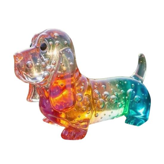 Юшэн Цветные Стеклянные Украшения Собаки Радужный Градиент Фигурки Щенков Декоративная Скульптура Собаки Подарок на Праздники Дни Рождения