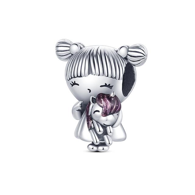 Стерлингового серебра 925 пробы, сердце, лапа животного, прозрачная снежинка, сверкающая корона, подвеска в виде тыквы, подходит для оригинального модного браслета