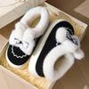 Women's Cute Bows Cotton Fluffy Shoes New Winter Warm Shoes Soft Plush Anti-slip Girls Outdoor Anti-slip Light Weight Slippers