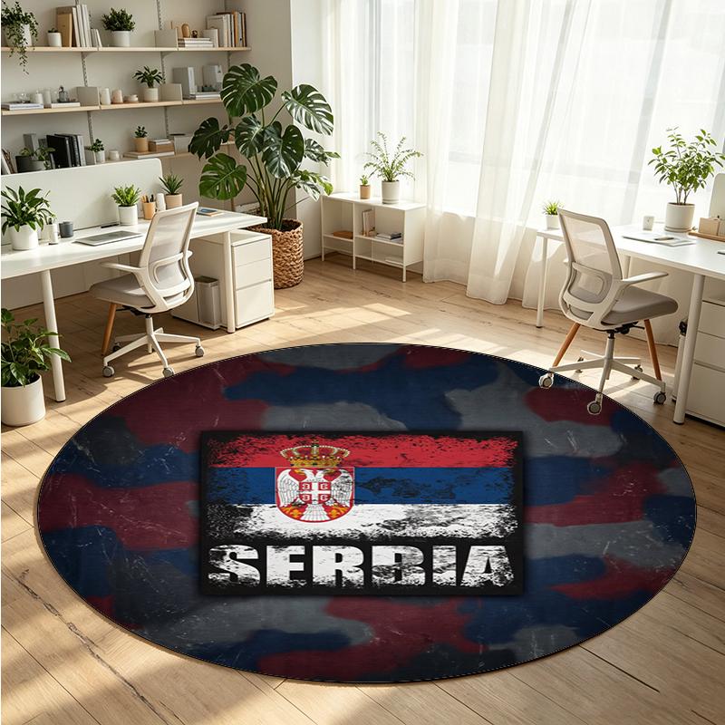 Serbia Printed Round Crystal Velvet Rug Soft Non Slip Floor Carpet For Bedroom Holiday Gift