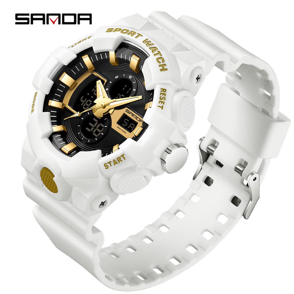 Новые мужские молодежные студенческие часы SANDA, модные трендовые светящиеся персонализированные электронные часы для занятий спортом на открытом воздухе