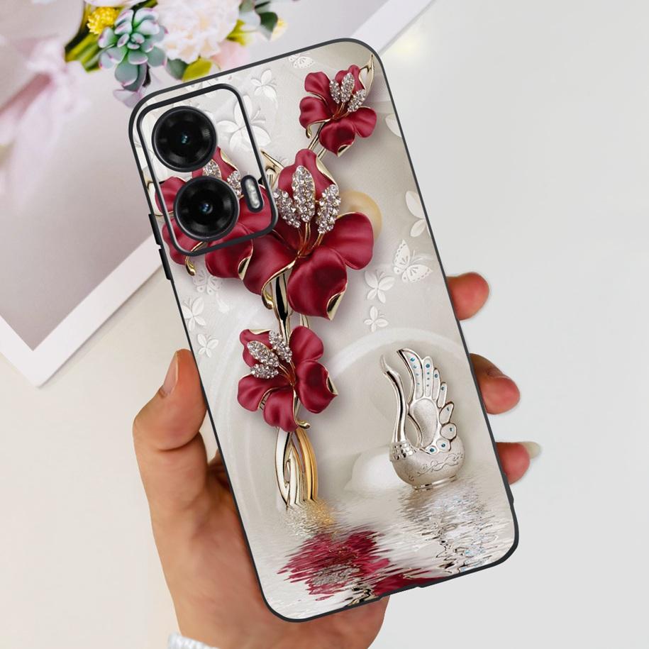 For Motorola Moto G35 5G Case Popular Flower Butterfly Soft Silicone TPU Matte Cover For Moto G35 2024 G 35 MotoG35 Phone Shells