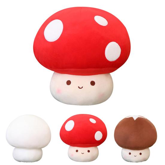 Плюшевая игрушка Хорошая устойчивость Полное наполнение Мягкая текстура Пушистая гладкая на ощупь Украшение без деформации Симпатичная подушка с начинкой из грибов Домашний аксессуар