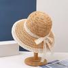 WTEMPO Wide Lace Brim Elegant Casual Foldable Summer Hats Women's Solid Color Outdoor Sunscreen Lace Patchwork Bow Hats