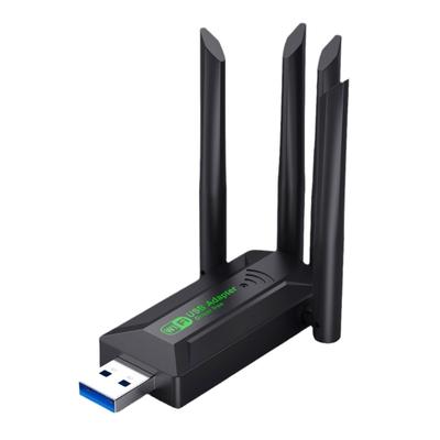 Высокоскоростной USB WiFi адаптер 1300 Мбит/с Дизайн с 4 антеннами Поддержка двухдиапазонного сетевого подключения 2.4G/5G