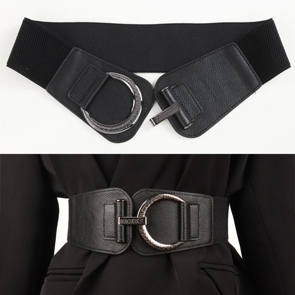 All-match Ladies Waist Belt Women Straps Light Luxury Personality Large Alloy Buckle Elasticity Belt for Women Coat