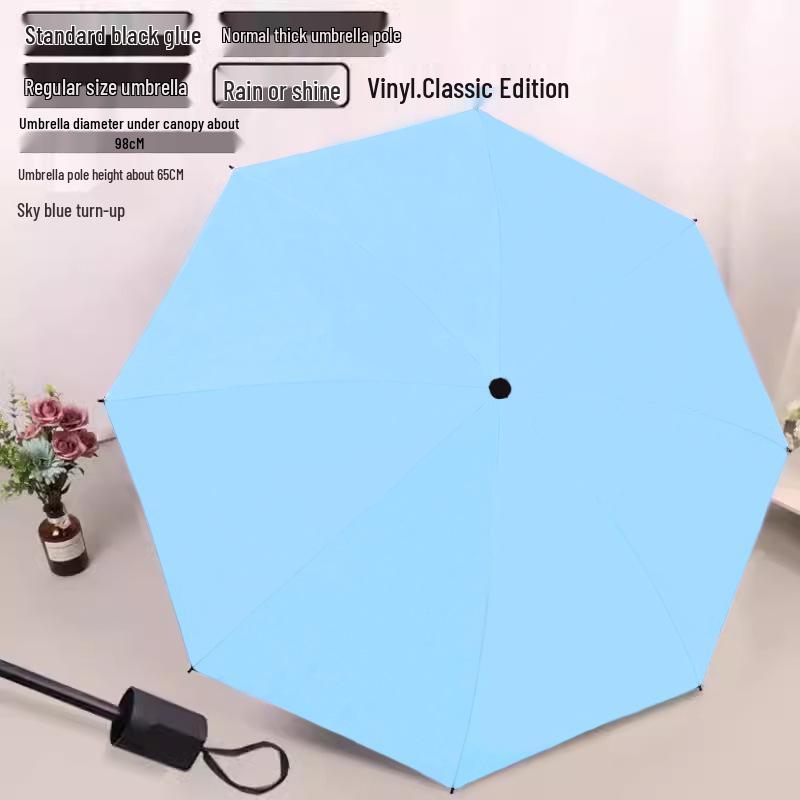 Twelve-Bone Oversized Women's Umbrella: Black UV Protection for Sun & Rain