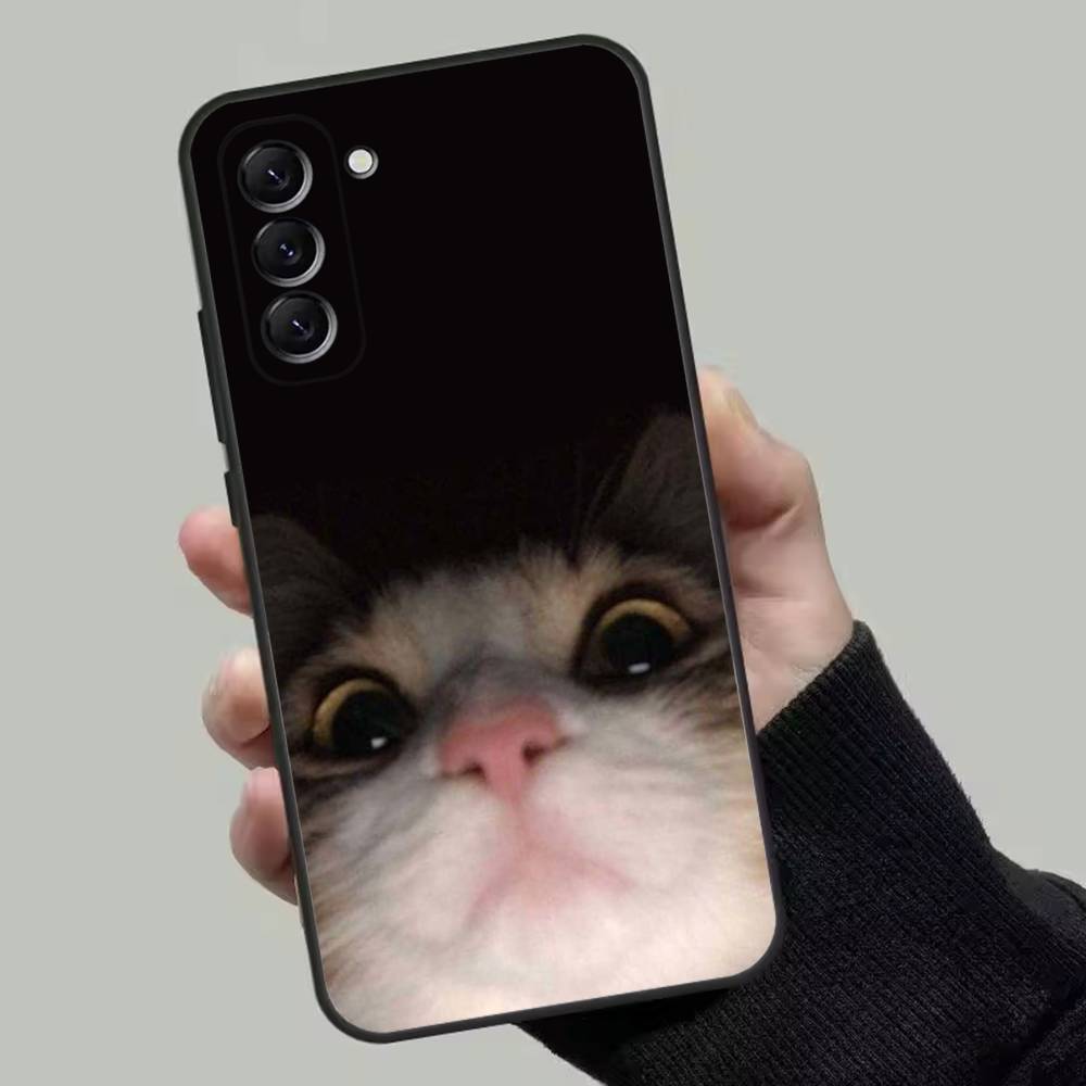 Милый смешной кошачий мем чехол для телефона для Samsung Galaxy A13,A21s,A22,A31,A32,A52,A53,A71,A80,Мягкий черный корпус