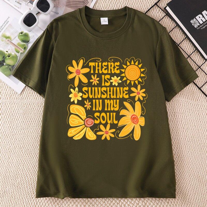 Sunshine in My Soul TShirt Unisextal Health T Shirt Retro Boho Summer Vibes Tshirt Hippie Flower Tee Unisexs Clothing Short Sleeve