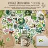 50Pcs Removable Vintage Green Stickers for Diary Luggage Decoration Waterproof Oilproof PVC Vinyl