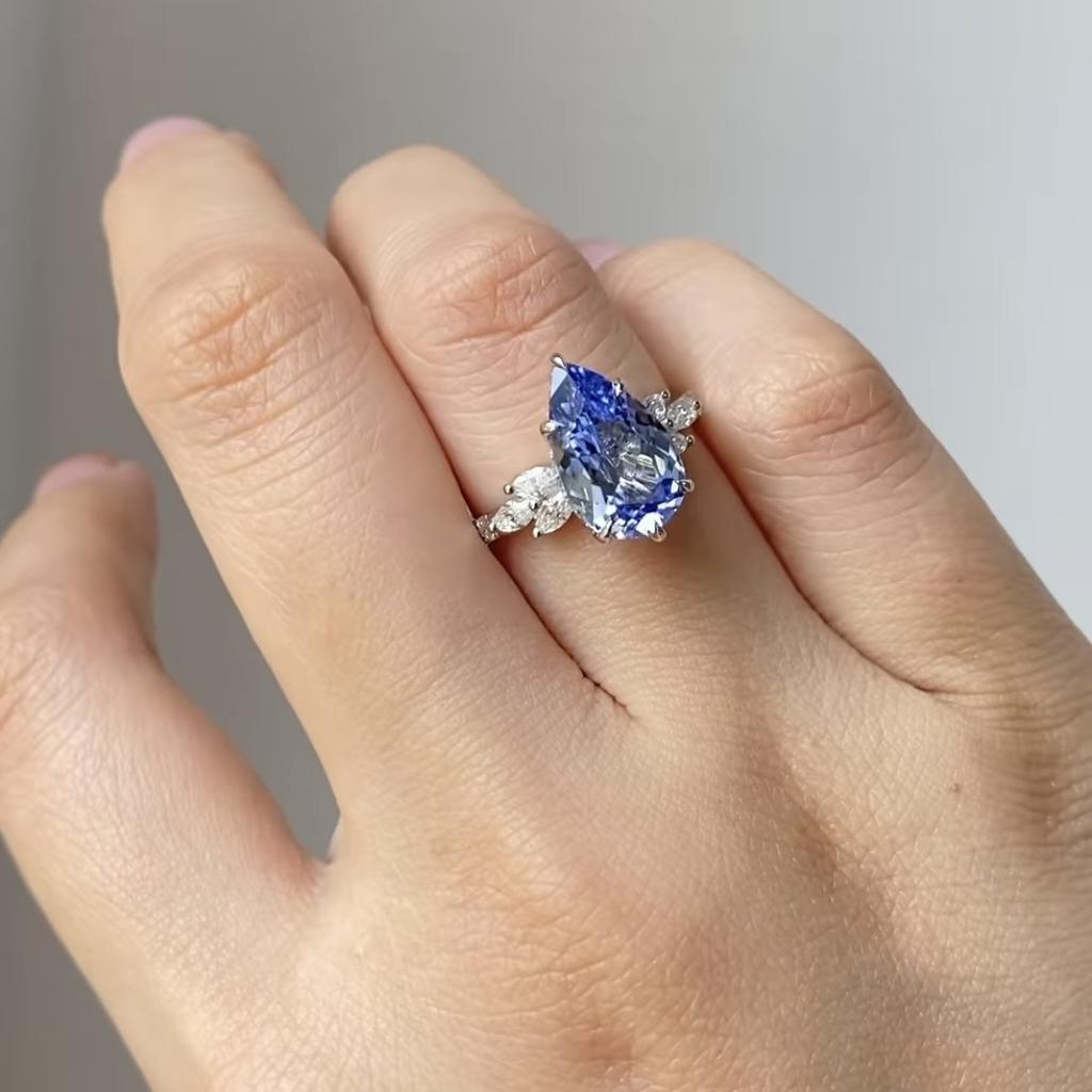 Женское кольцо с сапфиром, кольцо с цирконом, женское обручальное кольцо