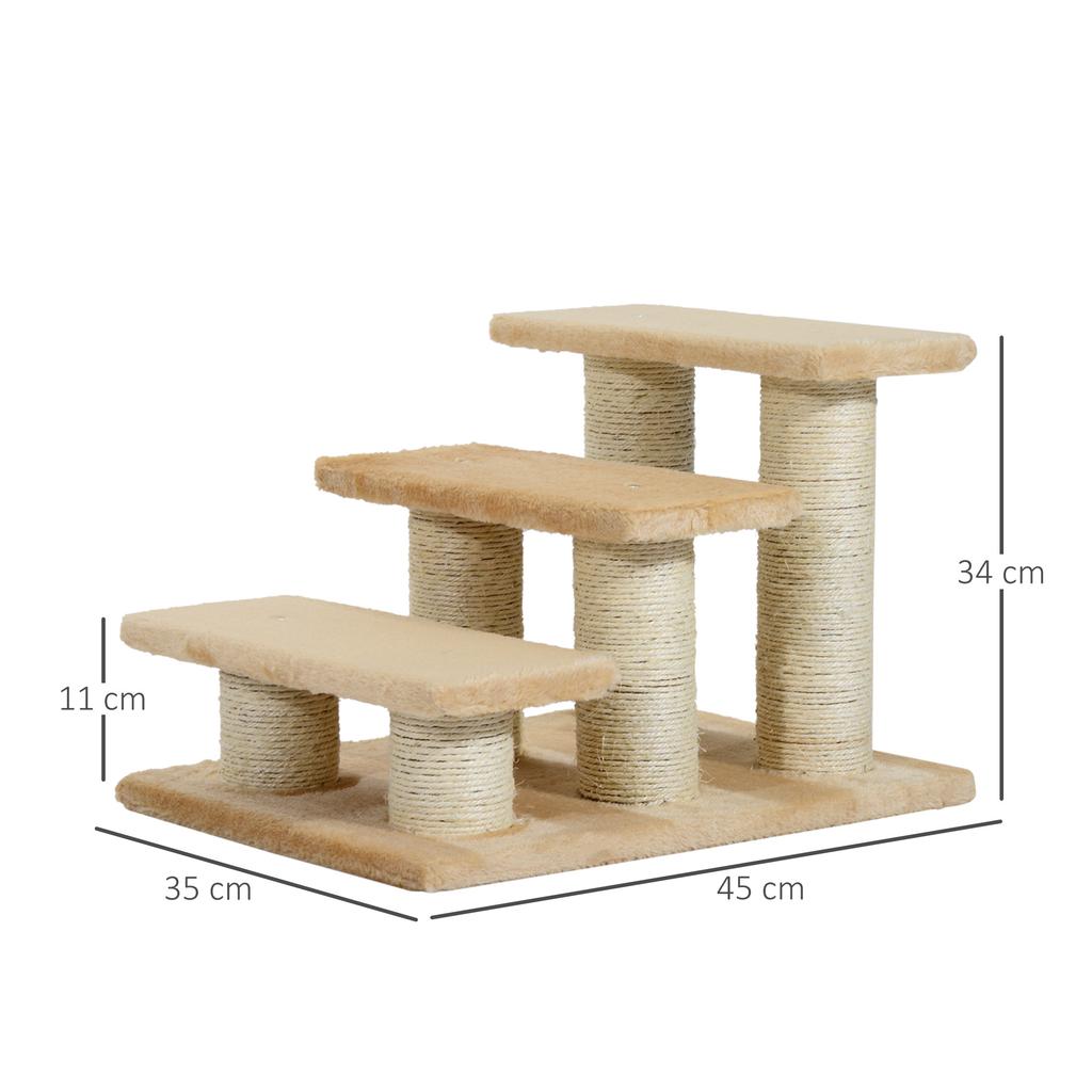 Pet Stairs 3-step Pet Ladder Cat dog Stairs Climb Ladder Cat Tree, Beige