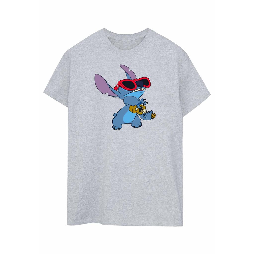Disney Womens/Ladies Lilo And Stitch Guitar Cotton Boyfriend T-Shirt