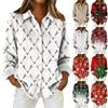Женская рубашка-блузка с принтом и пуговицами, длинный рукав, повседневный базовый рубашечный воротник, обычный топ