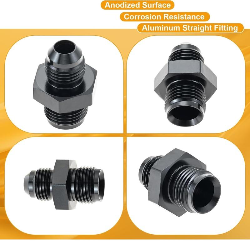 2Pcs 6AN Male To 1/2-20 5/8-18 11/16-18 Inverted Flare Thread Fuel Fittings Adapter Connector Aluminum Straight Anodized Surface