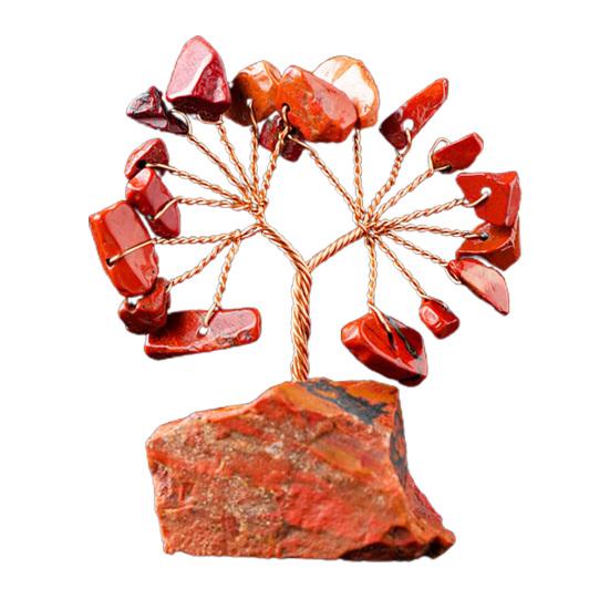 Красочный орнамент дерева из натурального камня с базовой положительной целебной энергией Медная проволока Камень жизни Денежное дерево Настольное украшение по фэн-шуй Медитация