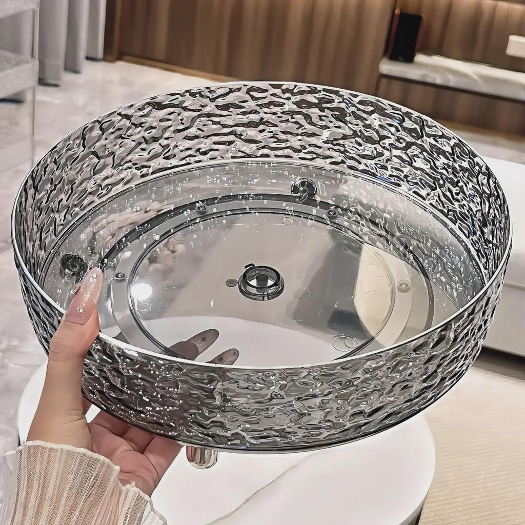 Большая прозрачная вращающаяся волнистая тарелка - легкая роскошная тарелка для фруктов или закусок для журнального столика в гостиной.