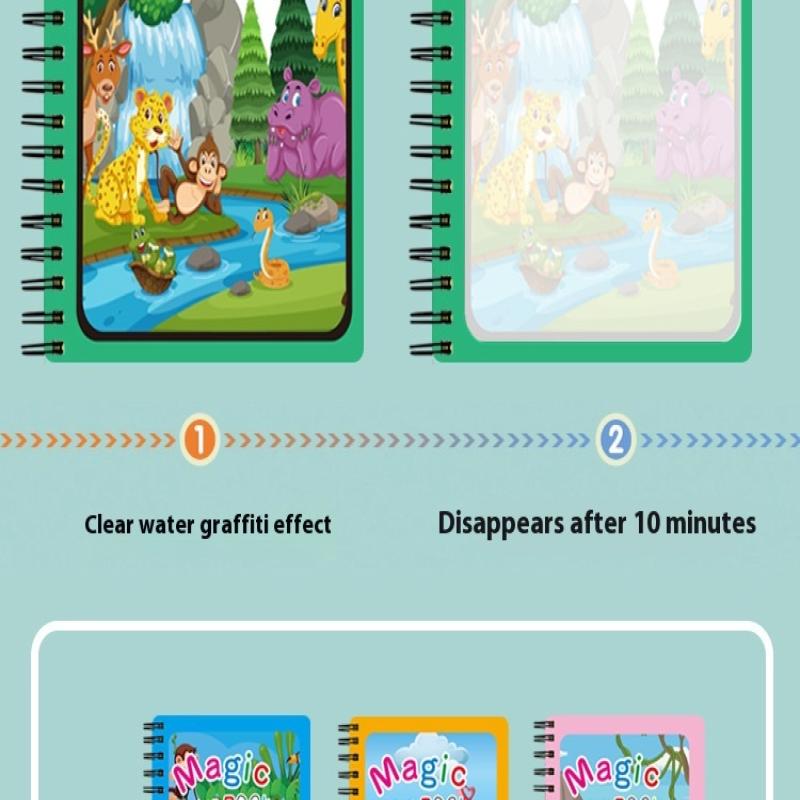 1 Книга+1 Ручка Многоразовая Книжка-раскраска Книга для рисования водой Сенсорная Раннее развитие Пазл Игрушки для рисования