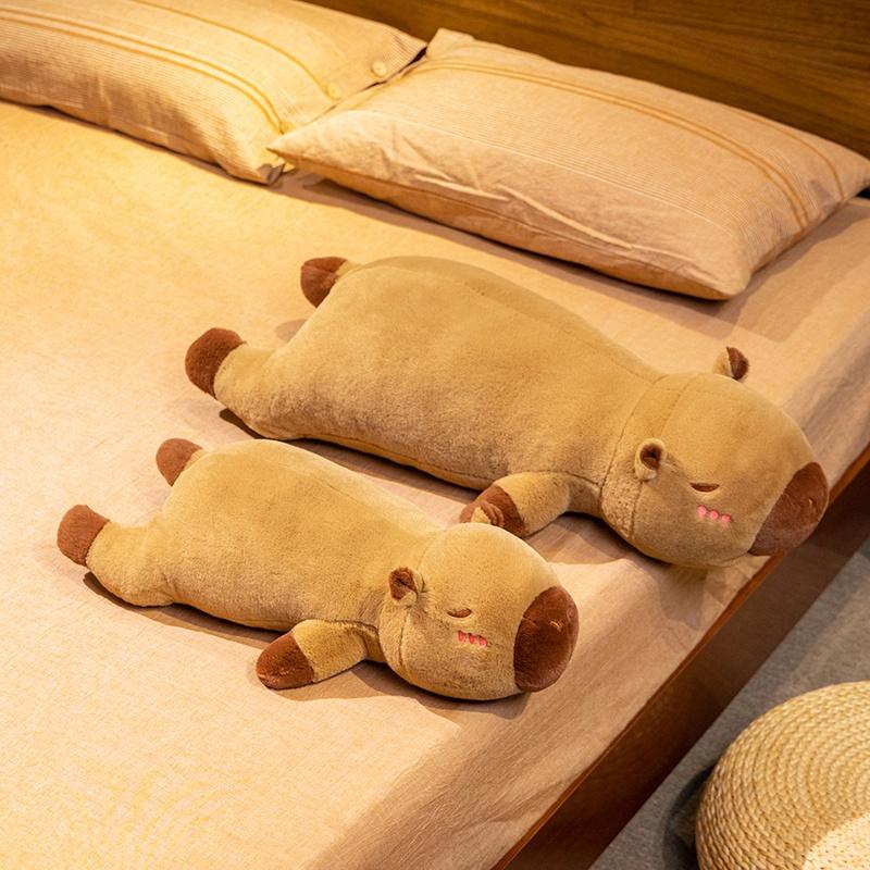 60/80cm Cute Capybara Plush Toy Very Soft Stuffed Animal Shy Pink Brown Capybara Plushies Washable