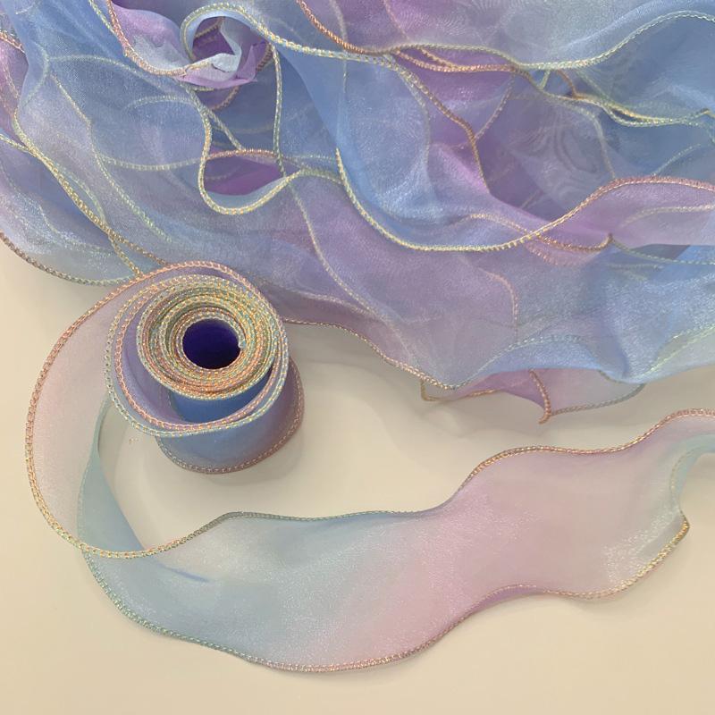 10 ярдов Волнистый край 6 см шириной Упаковка подарков Градиент Швейные принадлежности Аксессуары для рукоделия для головного убора Шляпа DIY Рыбий хвост Пряжа