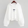 Women's Hooded Sweatshirt Fashion Casual Long Sleeve Thin Top Drawstring Loose Cropped Pullover