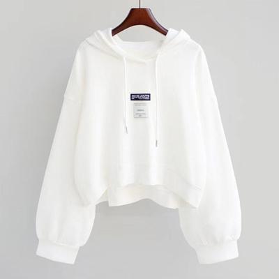 Женская толстовка с капюшоном, модная повседневная тонкая верхняя одежда с длинным рукавом и шнурком, свободный укороченный пуловер