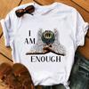I Am Enough Black Angel Teal Graphic Print Tshirt Women Crown Black Girl Magic T Shirt Femme 90S 00S Aesthetic Clothes T-Shirt