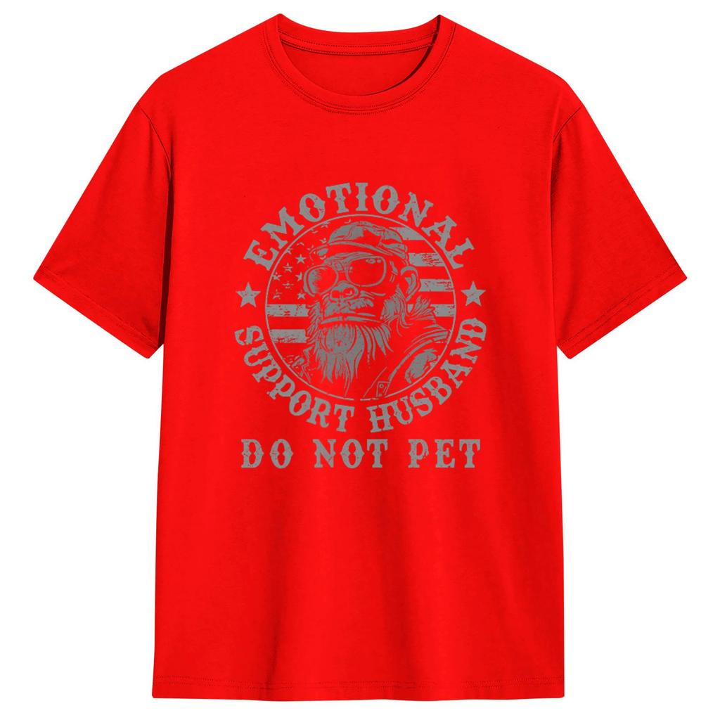 Emotional Support Husband Do Not Pet Funny Monkey TShirt Cool TShirts Short Sleeve Tops Beach Cotton Plus Size Top Tees