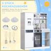 Pretend Play Toy Kitchen, Kids Kitchen Playset w/ Sounds, Lights, Running Water, Coffee Maker, Refrigerator