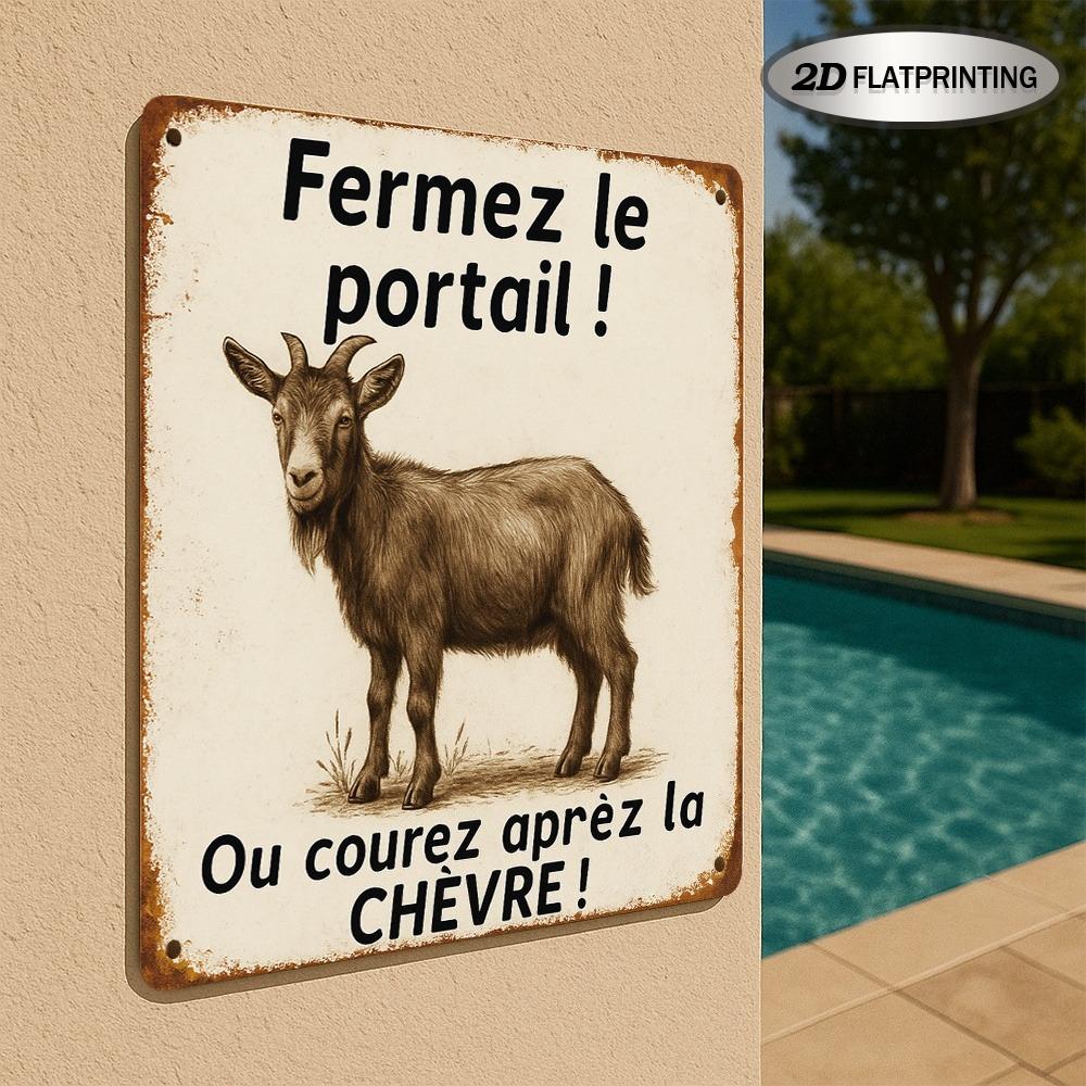 Close The Gate Goat Aluminum Metal Sign Vintage Farmhouse Wall Decor Plaque