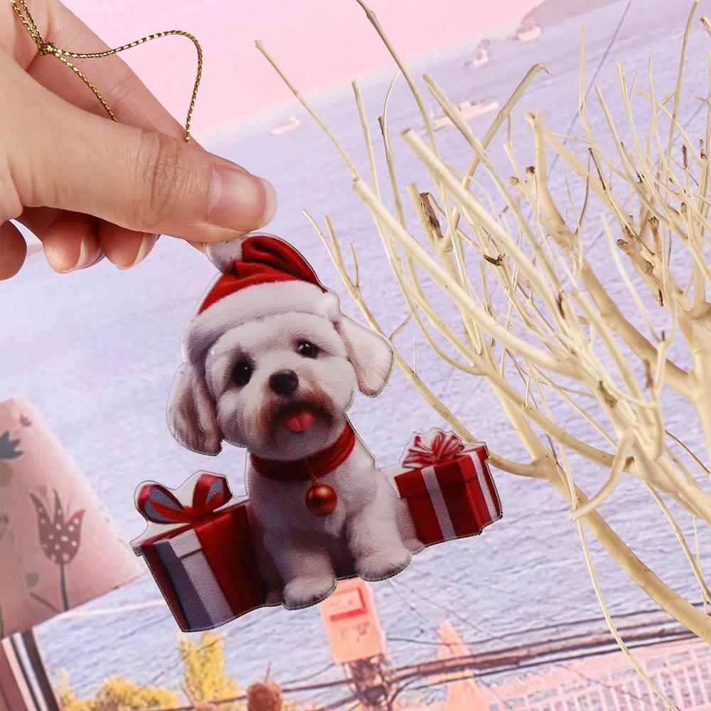 Acrylic Dog Christmas Ornament Handmade Christmas Decoration Dog Christmas Tree Pendant Office