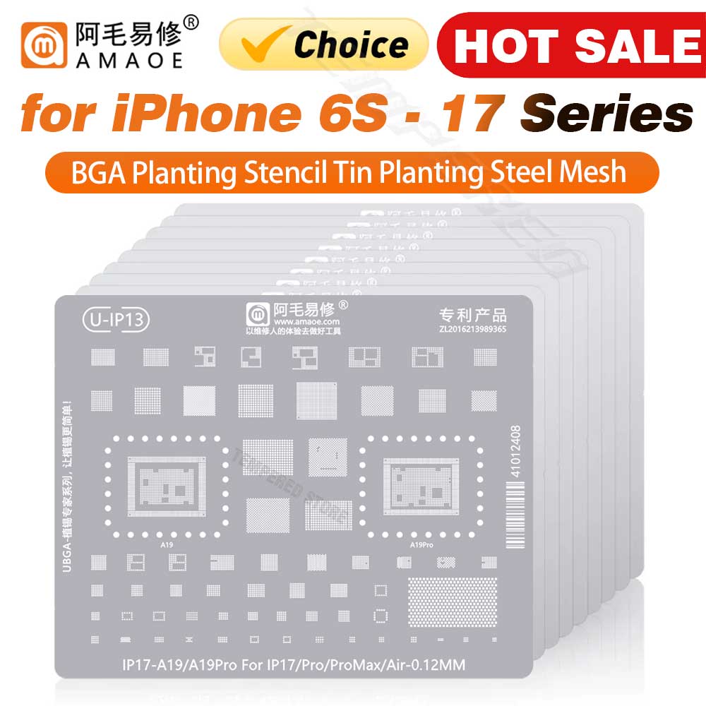 Шаблон Amaoe BGA Reballing для iPhone 17 16 15 14 13 12 11 Pro Max XSMax 8 7P 7 6 A18 Сетка для пайки припоем