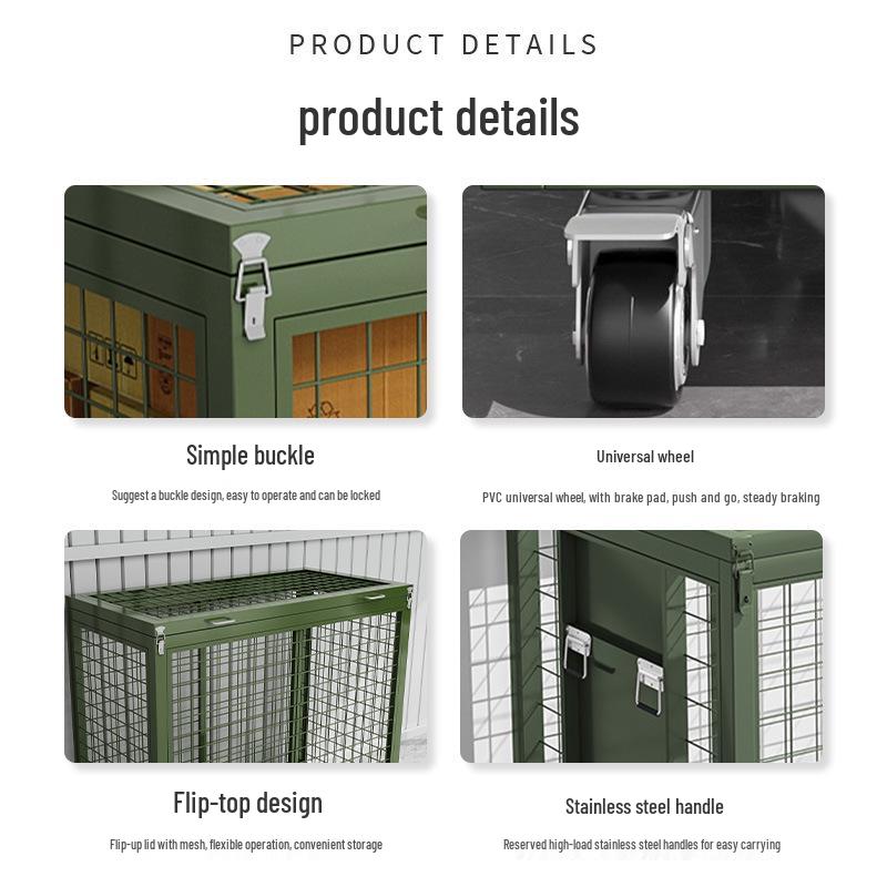 Heavy-Duty Mobile Army Green Storage Cage with Casters