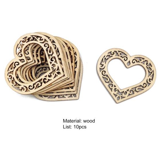 10Pcs/Set Wood Chip Various Shape Solid DIY Art Creative Eco-Friendly Decorating Wear-resistance Heart Oval Slices Unfinished DIY Crafts Slice